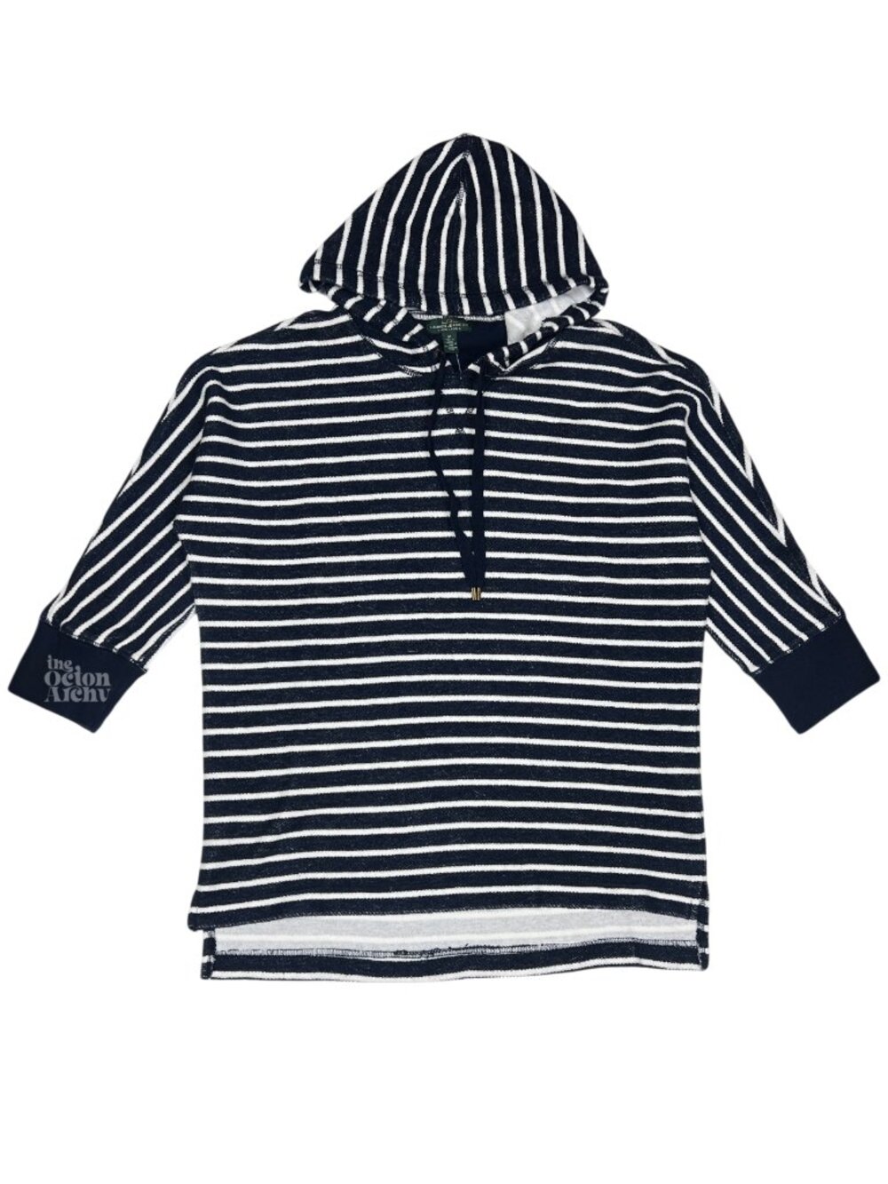 LRL Lauren Jeans Co. Ralph Lauren French Terry Hooded T-Shirt 'Navy'  NWT